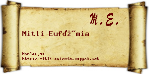 Mitli Eufémia névjegykártya